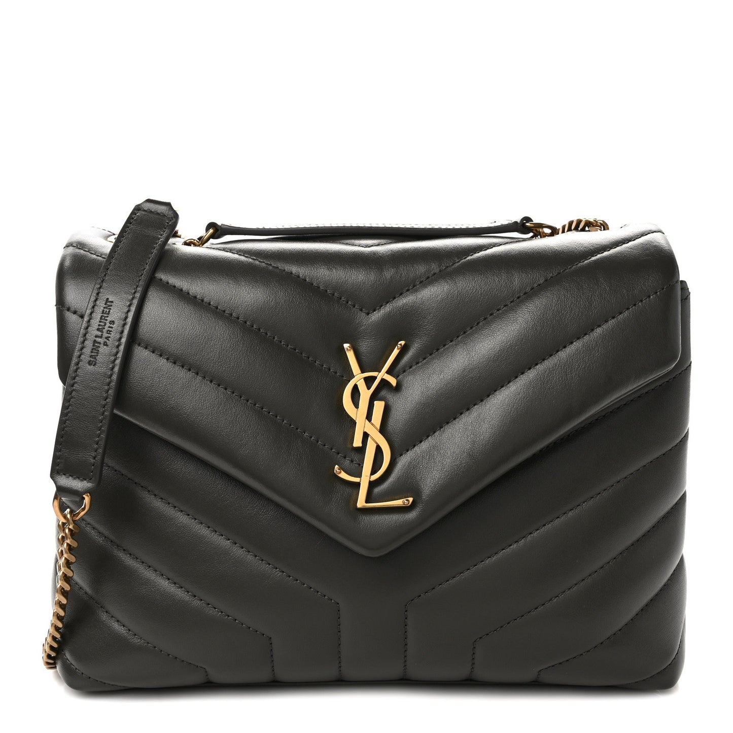 Calfskin Y Quilted Monogram Small Loulou Chain Satchel Pebble