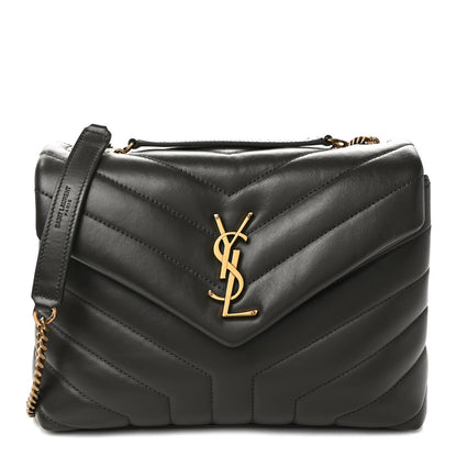 Saint Laurent Calfskin Y Quilted Monogram Small Loulou Chain Satchel Pebble 1 of 9