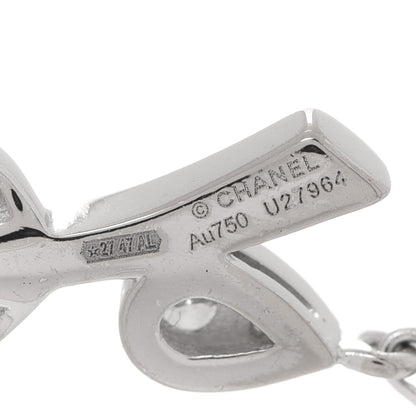 Chanel 18K White Gold Diamond Plume De Chanel Drop Earrings 4 of 10
