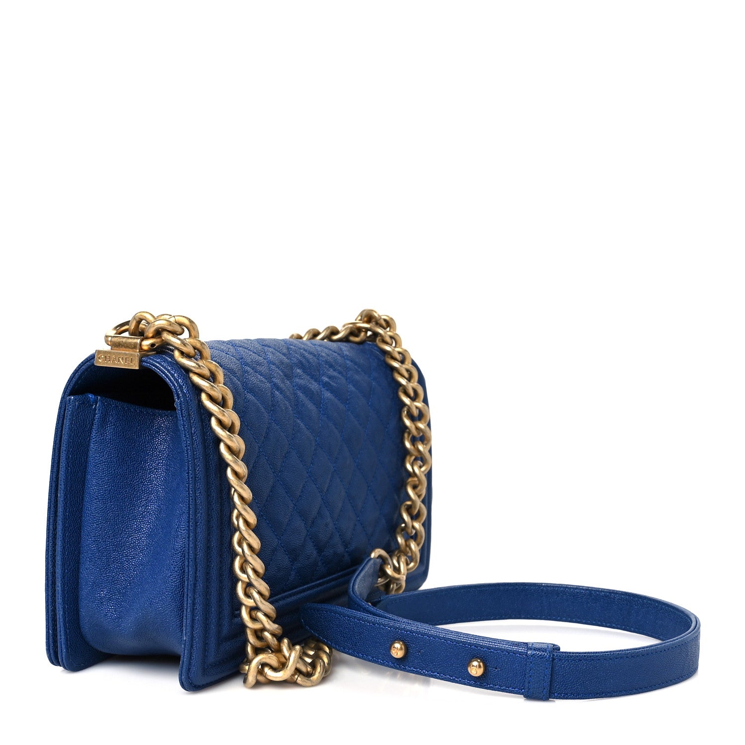 Chanel Iridescent Caviar Quilted Medium Boy Flap Blue 3 of 10