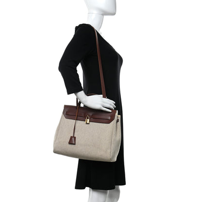 Hermes Toile Vache Calfskin Herbag 30 PM Natural Havane 2 of 10