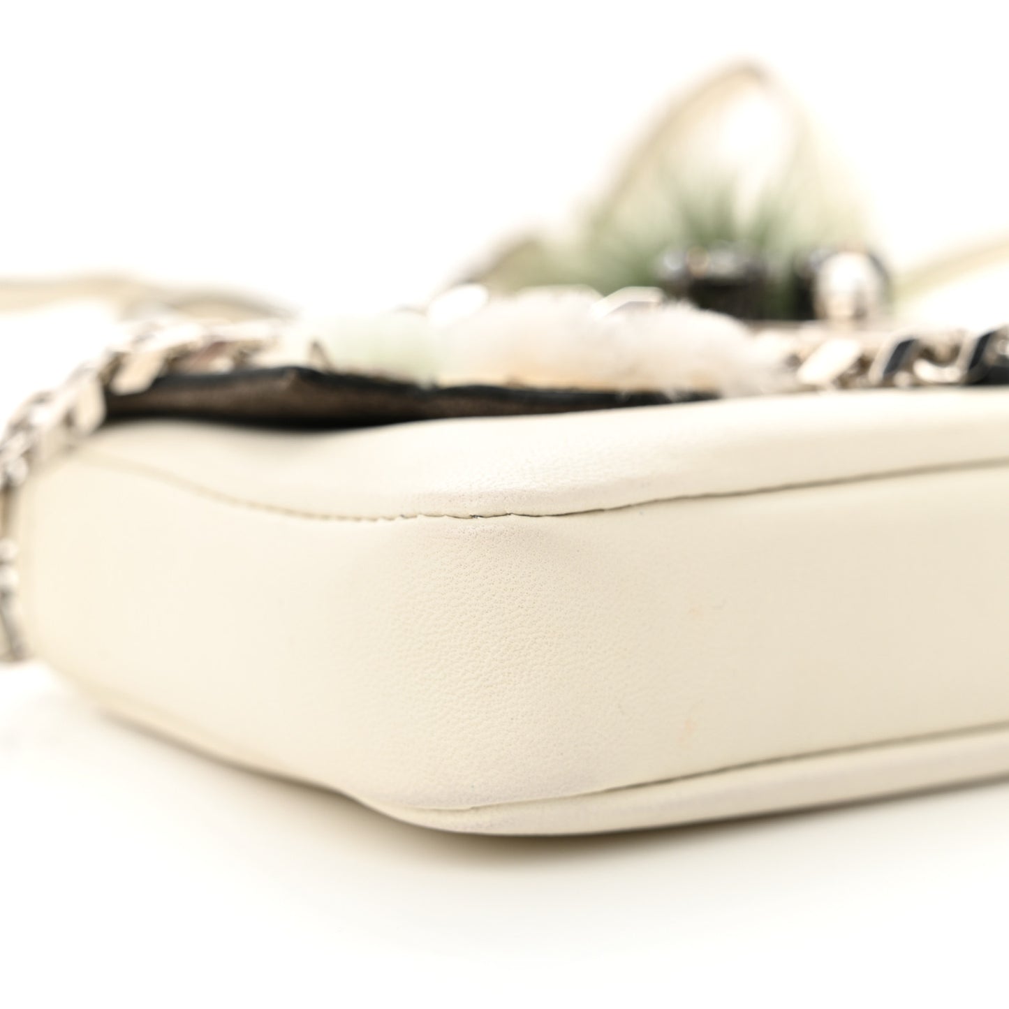 Nappa Rabbit Fox Fur Micro Buggie Baguette White Nirvana Black