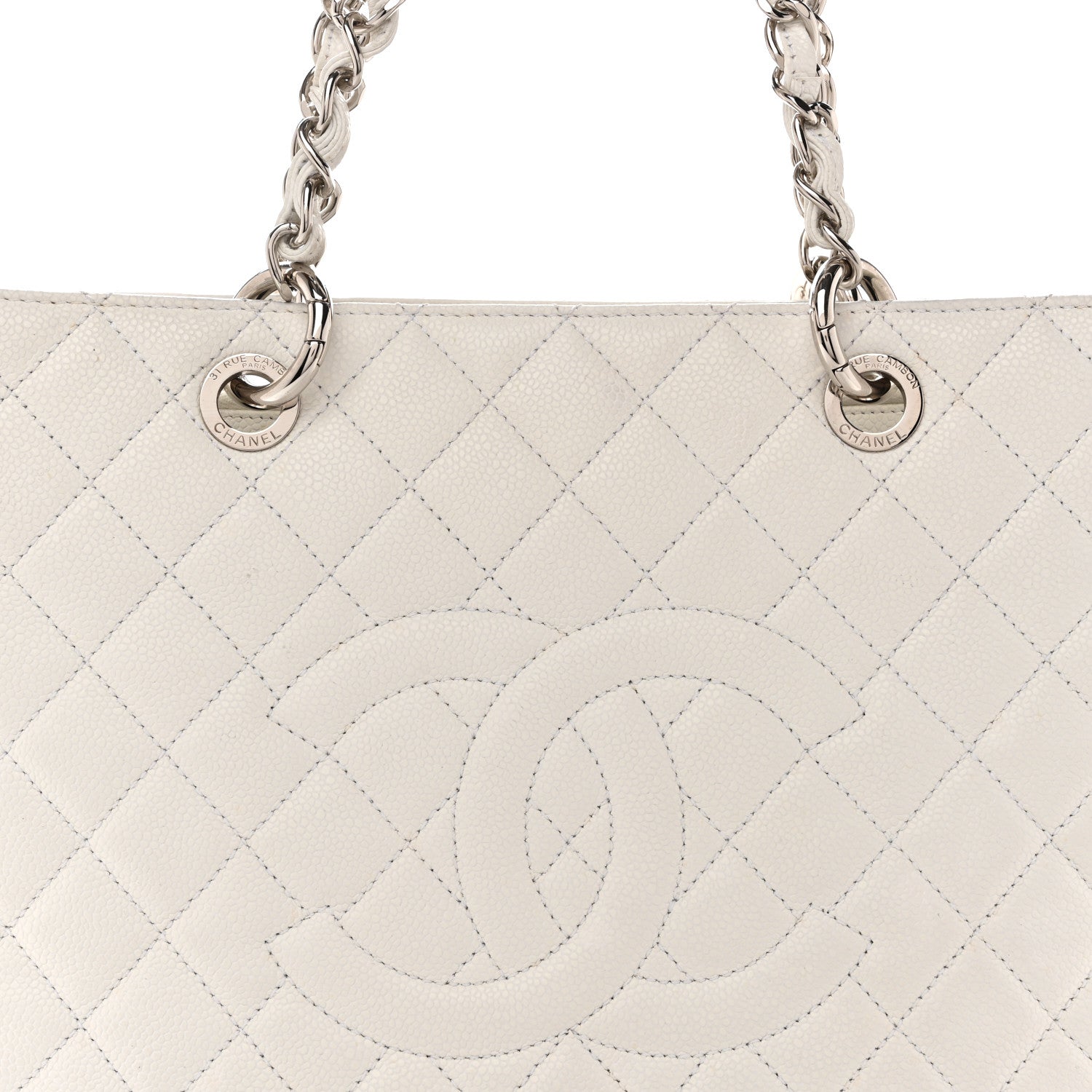 Chanel Caviar Quilted Grand Shopping Tote GST White 8 of 14
