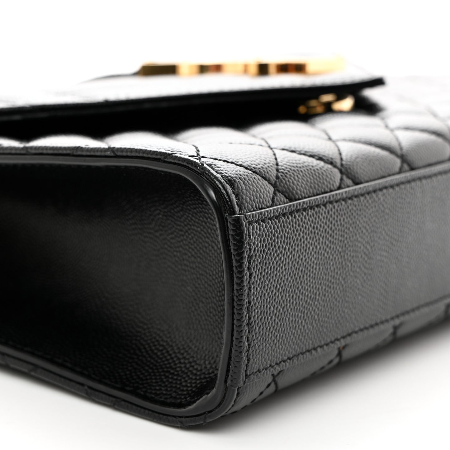 Grain De Poudre Textured Mixed Matelasse Triquilt Medium Monogram Satchel Black