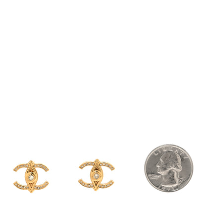 Chanel Crystal Bezel CC Earrings Gold 2 of 5