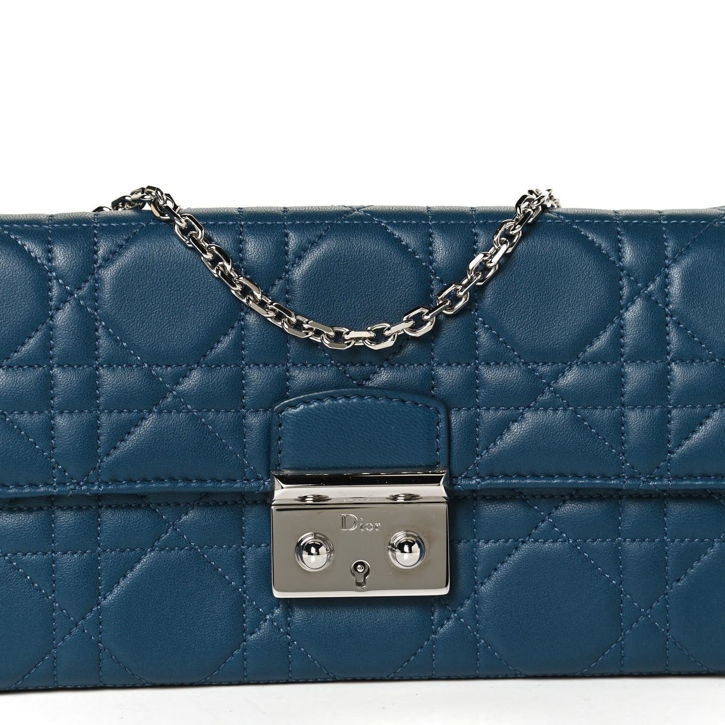 Lambskin Cannage Miss Dior Chain Wallet Navy