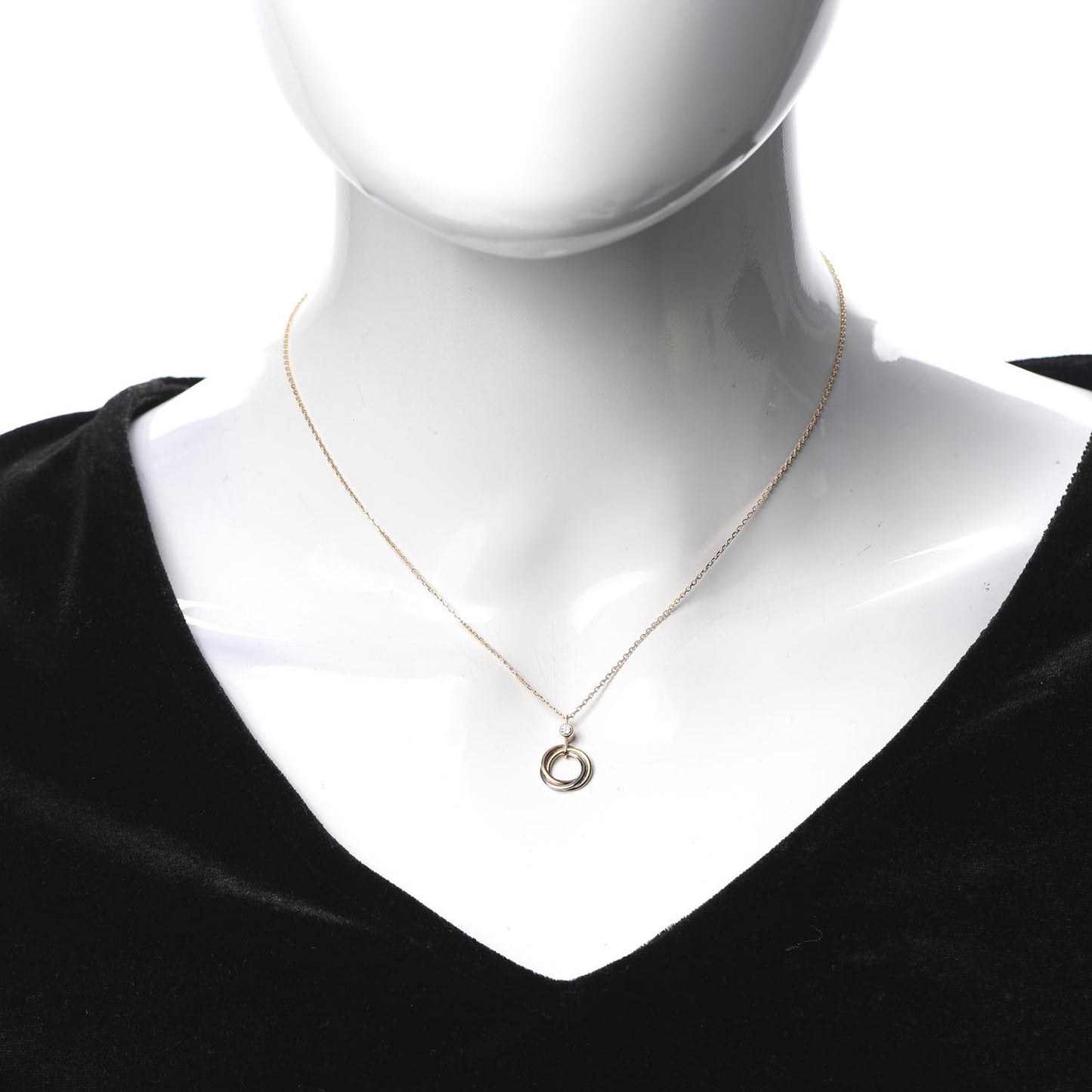 18K Pink Yellow White Gold Diamond Trinity Pendant Necklace