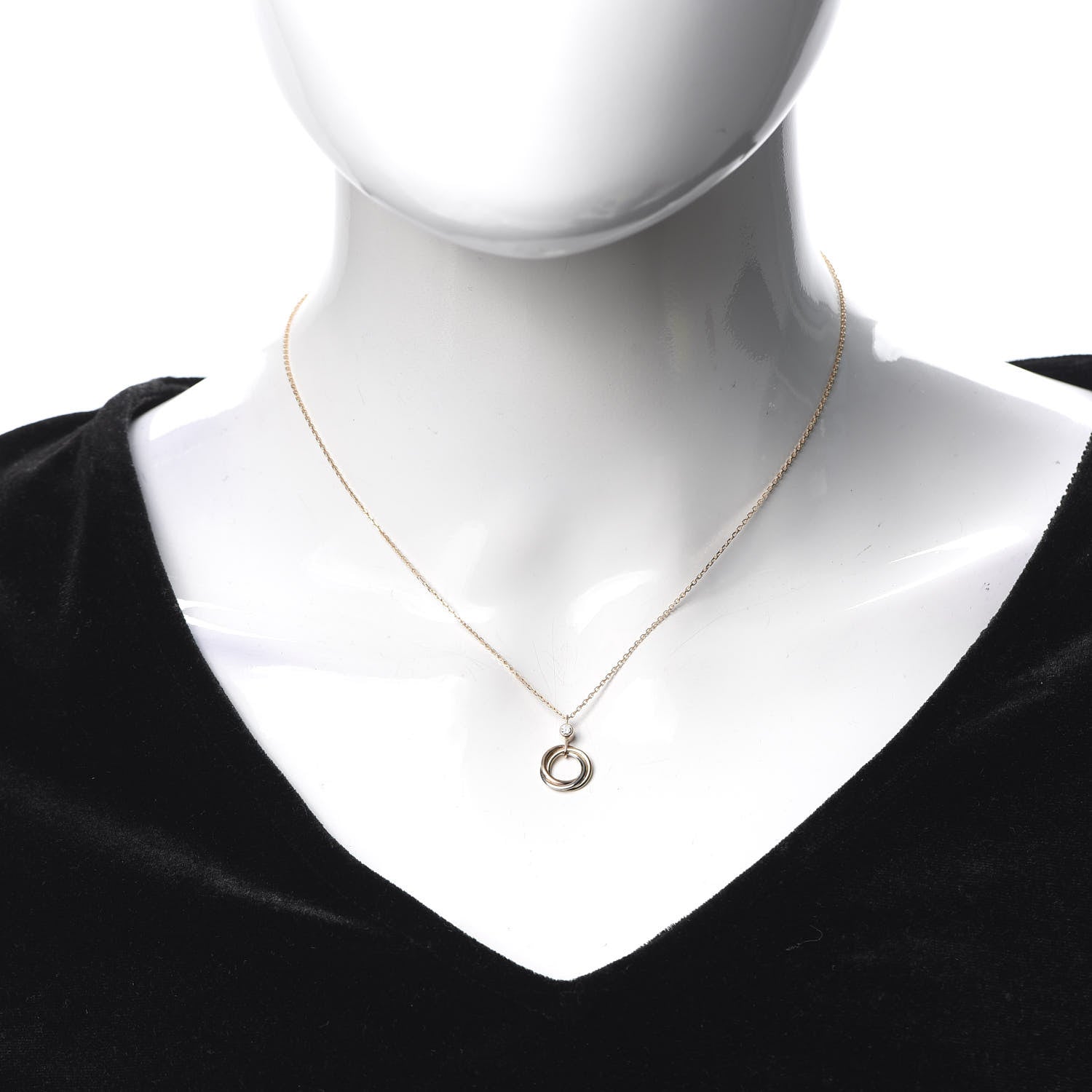 Cartier 18K Pink Yellow White Gold Diamond Trinity Pendant Necklace 2 of 7