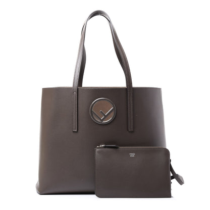 Fendi Vitello Vienna Enamel F is Fendi Shopping Tote Carbone Tobacco 1 of 11
