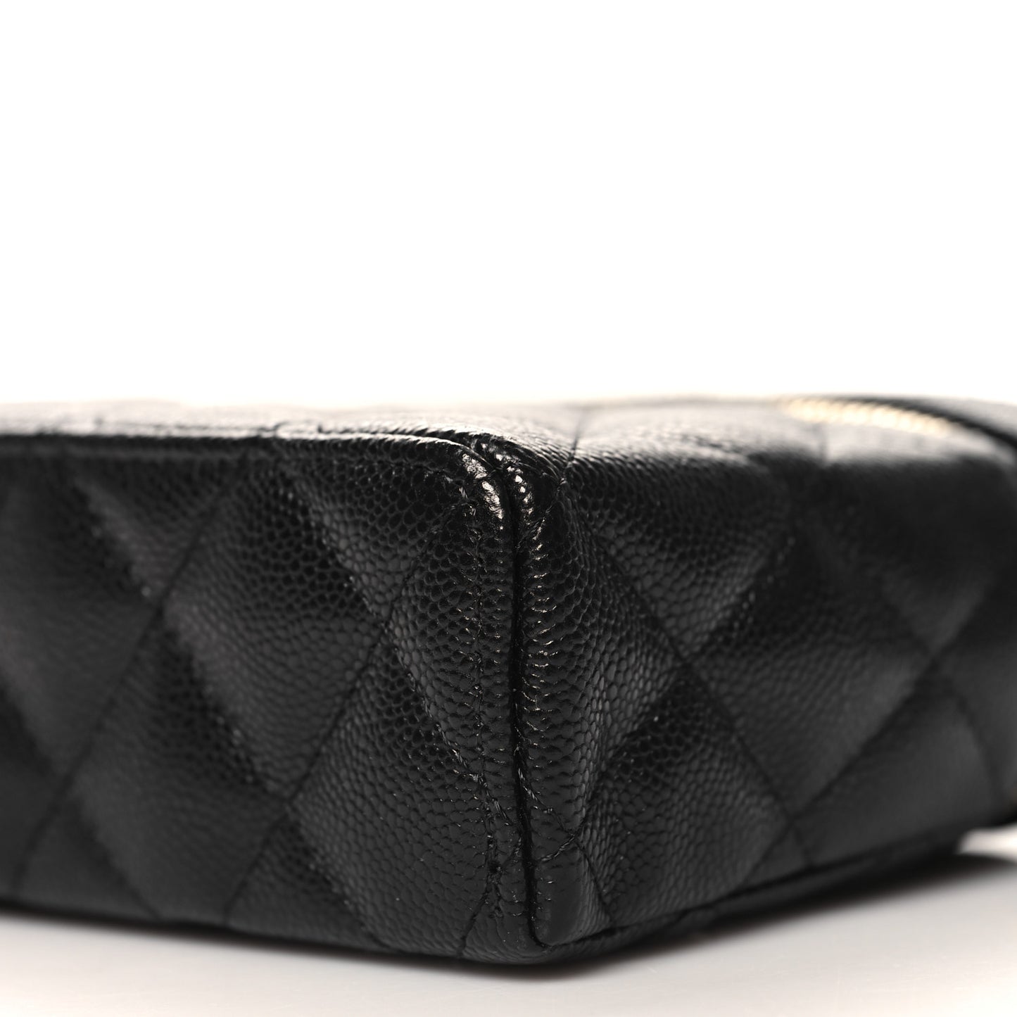 Caviar Quilted Top Handle Slim Vanity With Chain Black