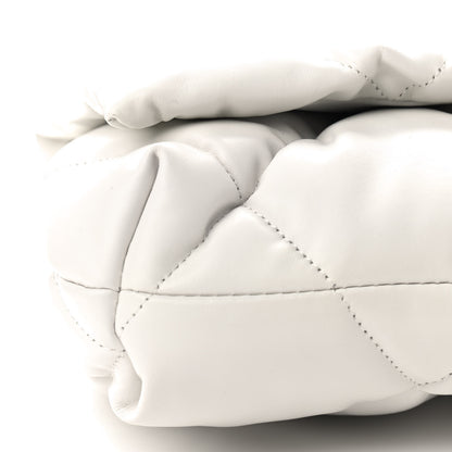 Balenciaga Nappa Calfskin Quilted Touch B Puffy Clutch White 8 of 9