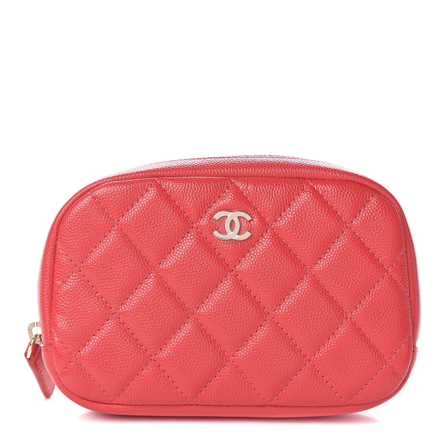 Chanel Caviar Quilted Small Curvy Pouch Cosmetic Case Red 1 of 8
