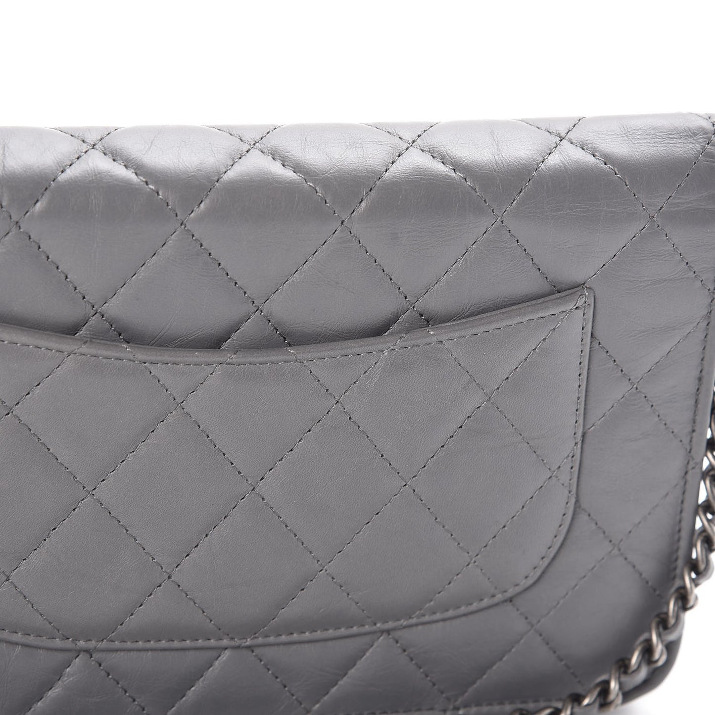 Aged Calfskin Quilted Reissue Wallet On Chain WOC Grey