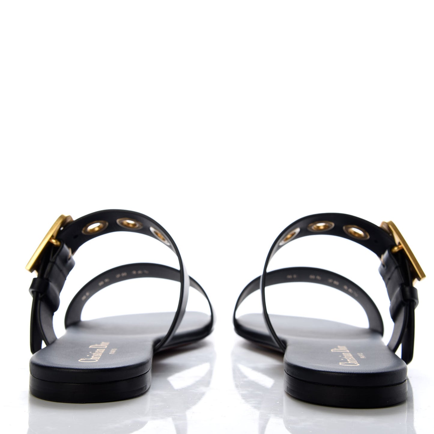 Calfskin D-Dior Slide Flat Sandals 36.5 Black