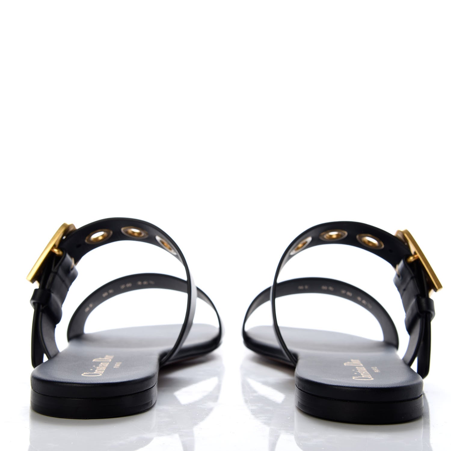 Christian Dior Calfskin D-Dior Slide Flat Sandals 36.5 Black 6 of 10