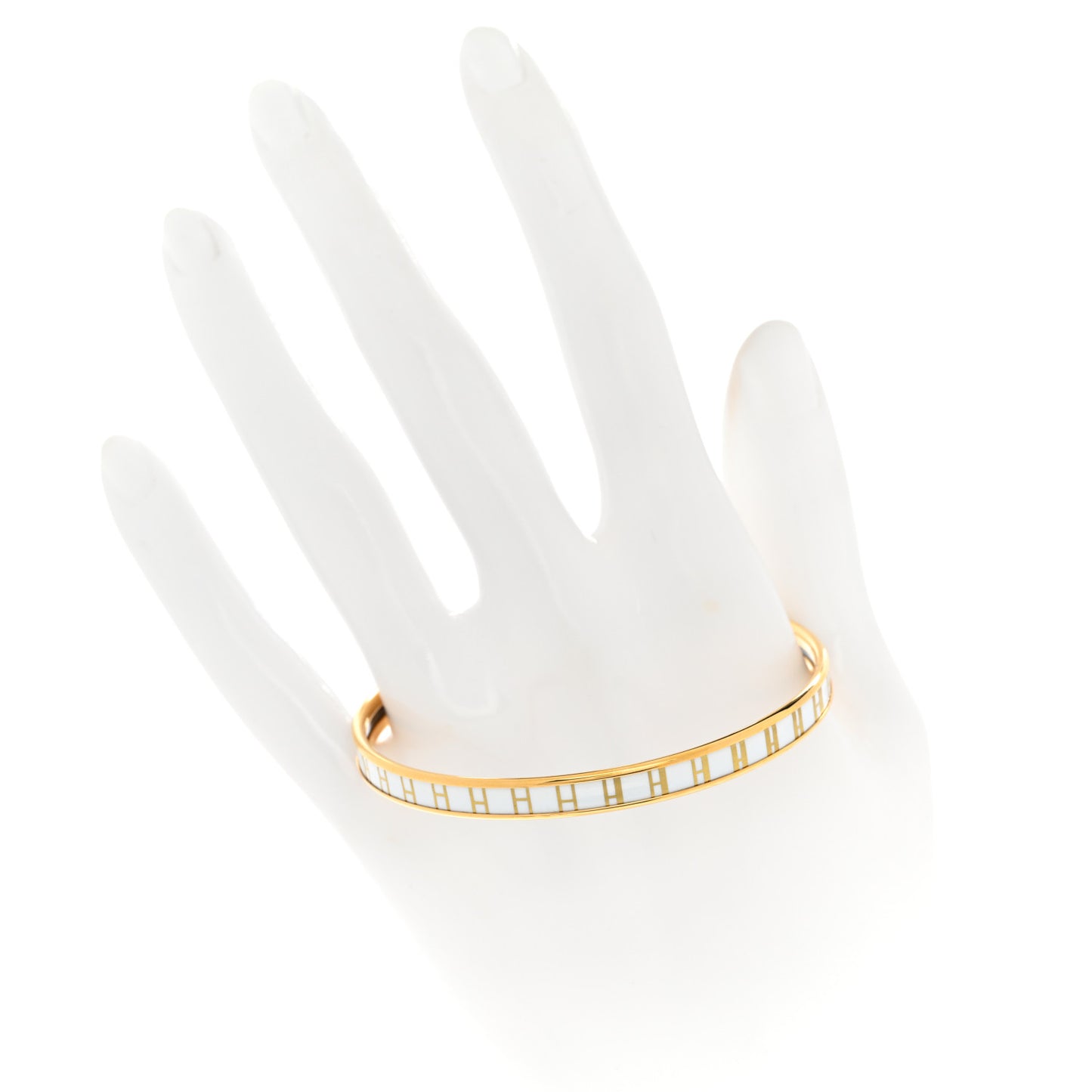 Printed Enamel Extra Narrow OP'H Bracelet 65 Jaune D'Or White