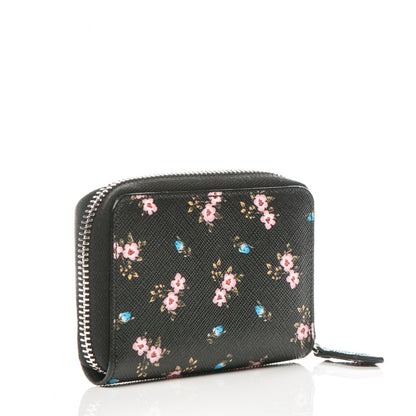 Givenchy Textured Coated Canvas Hibiscus Print Mini Zip Wallet Black Multicolor 3 of 8