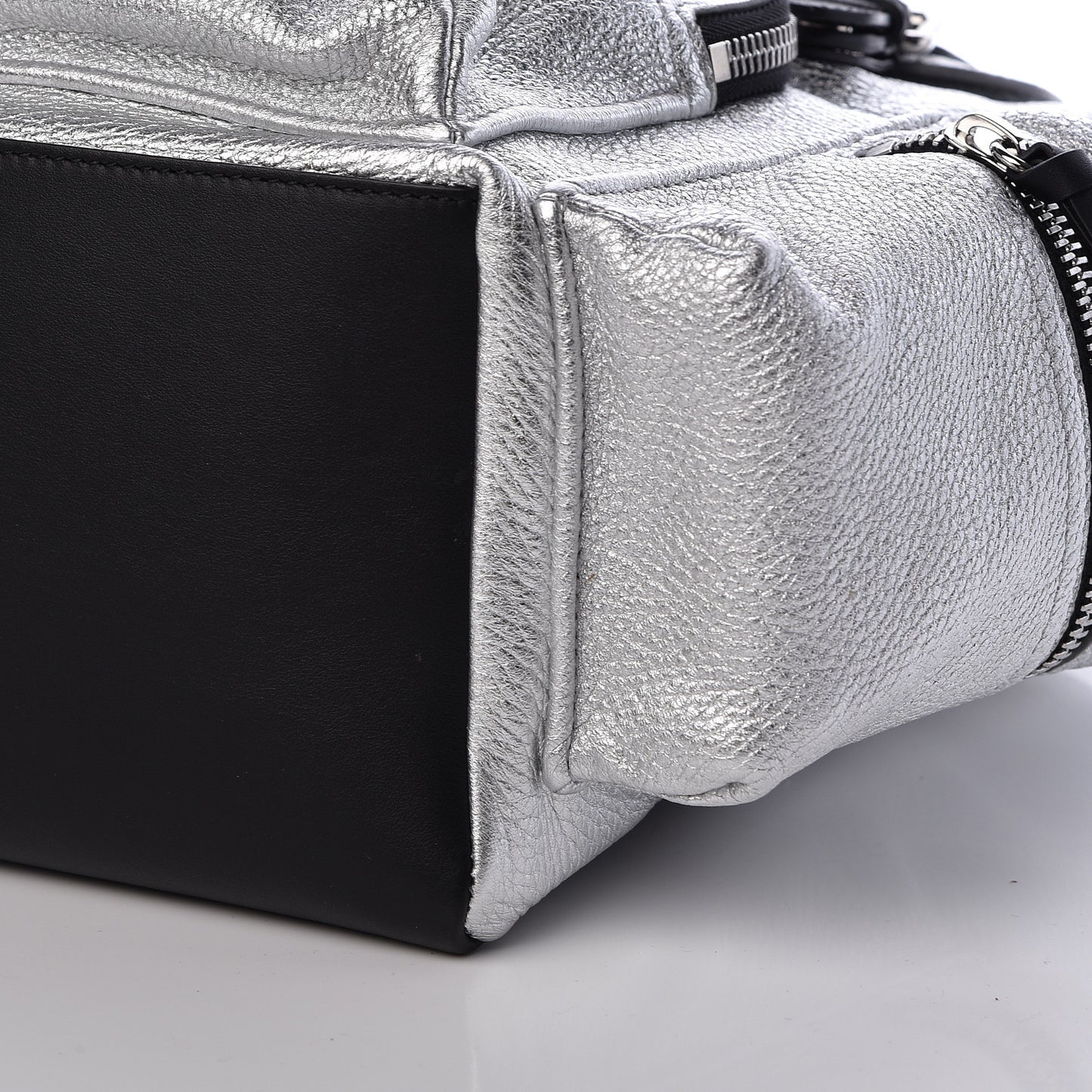 Metallic Deerskin Medium Rucksack Backpack Silver
