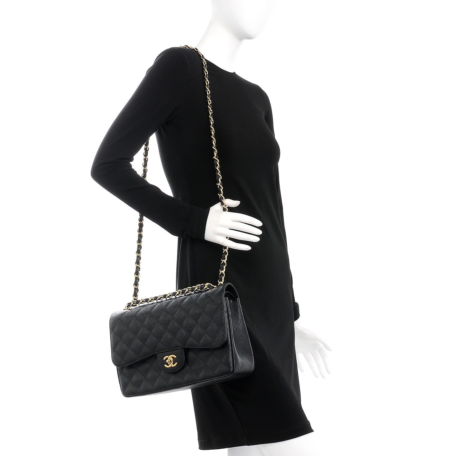 Chanel Caviar Quilted Jumbo Double Flap Black 3 of 10