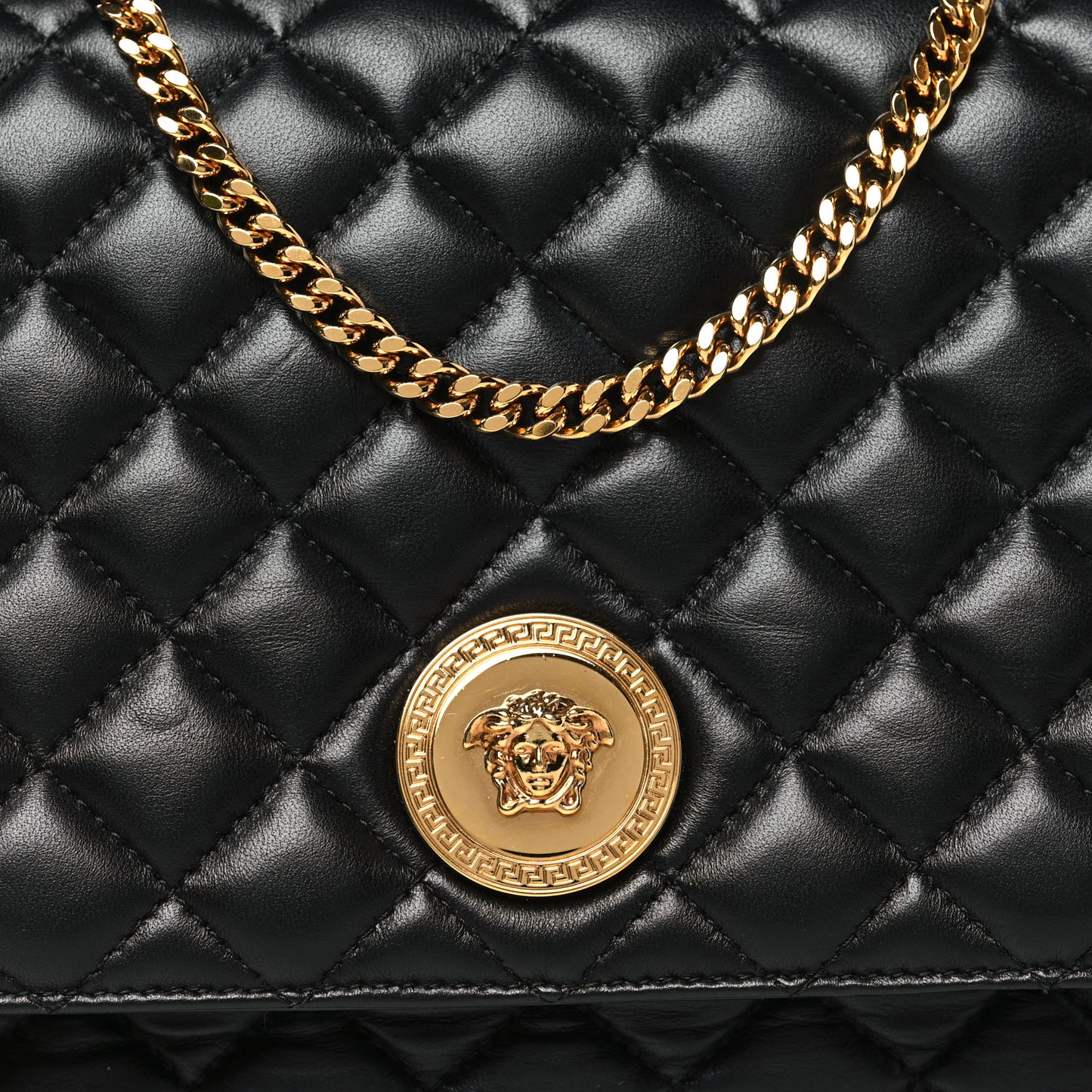 Nappa Quilted La Medusa Chain Crossbody Black