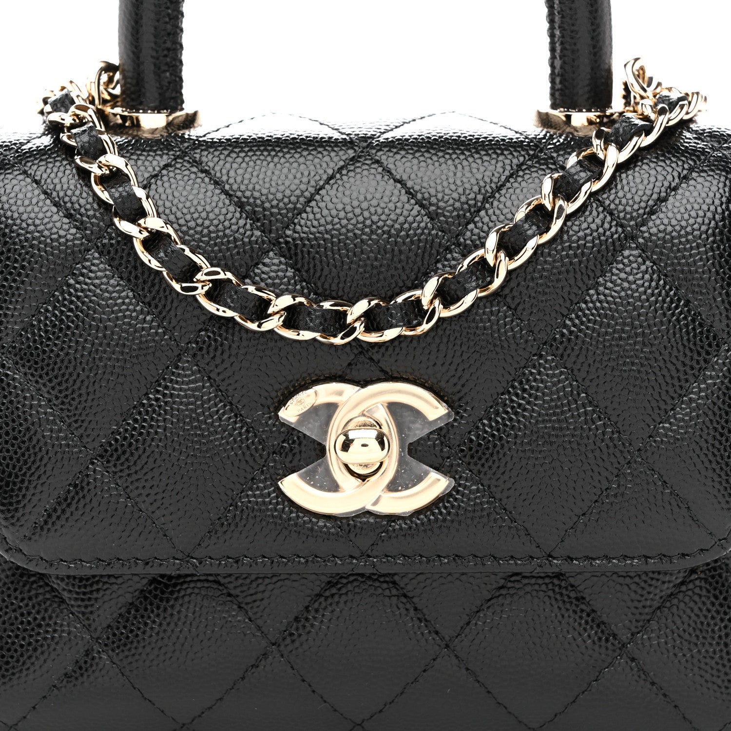 Chanel Caviar Quilted Coco Handle Clutch With Chain Black 8 of 11
