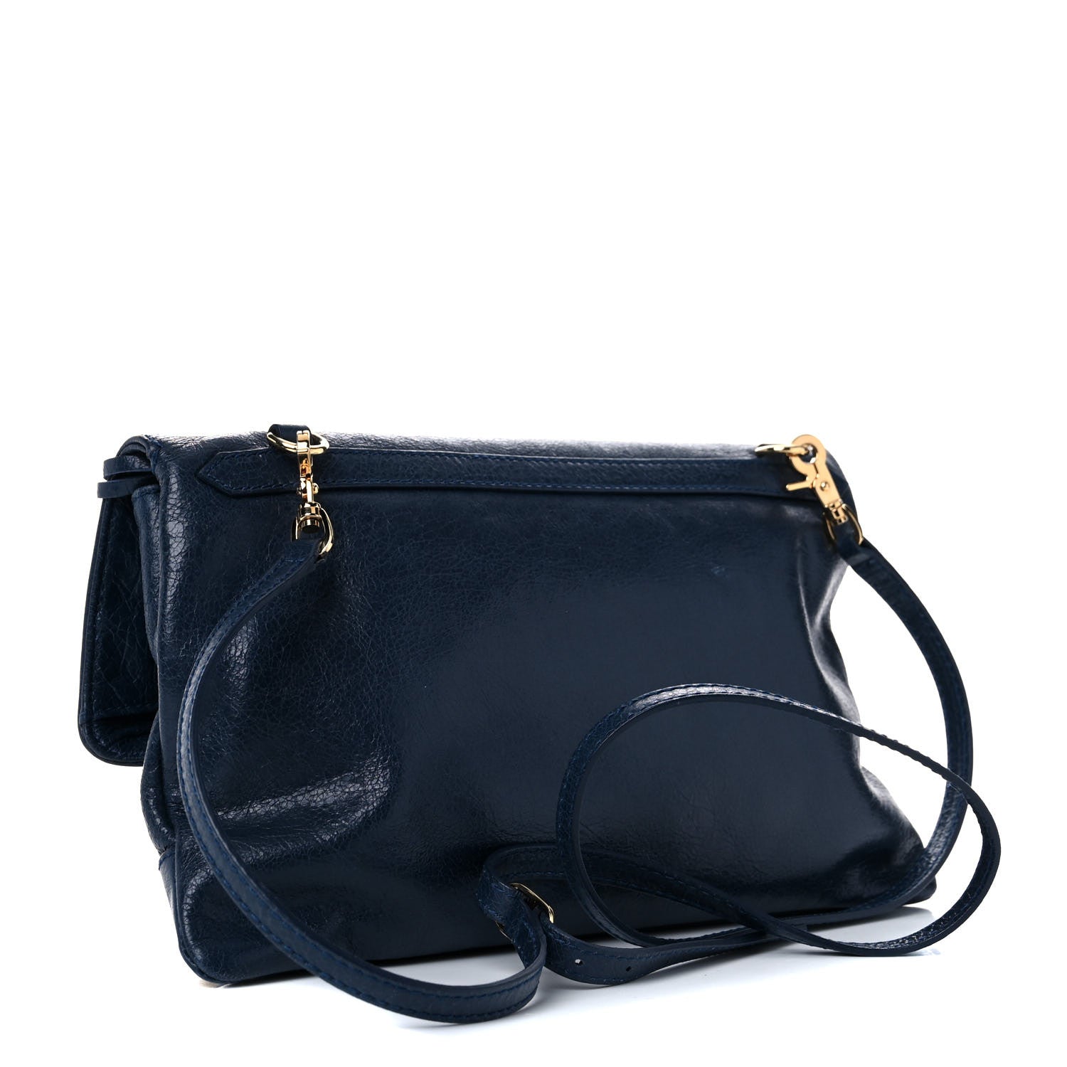 Balenciaga Agneau Giant 12 Gold Hardware Envelope Strap Clutch Bleu Obscur 2 of 10