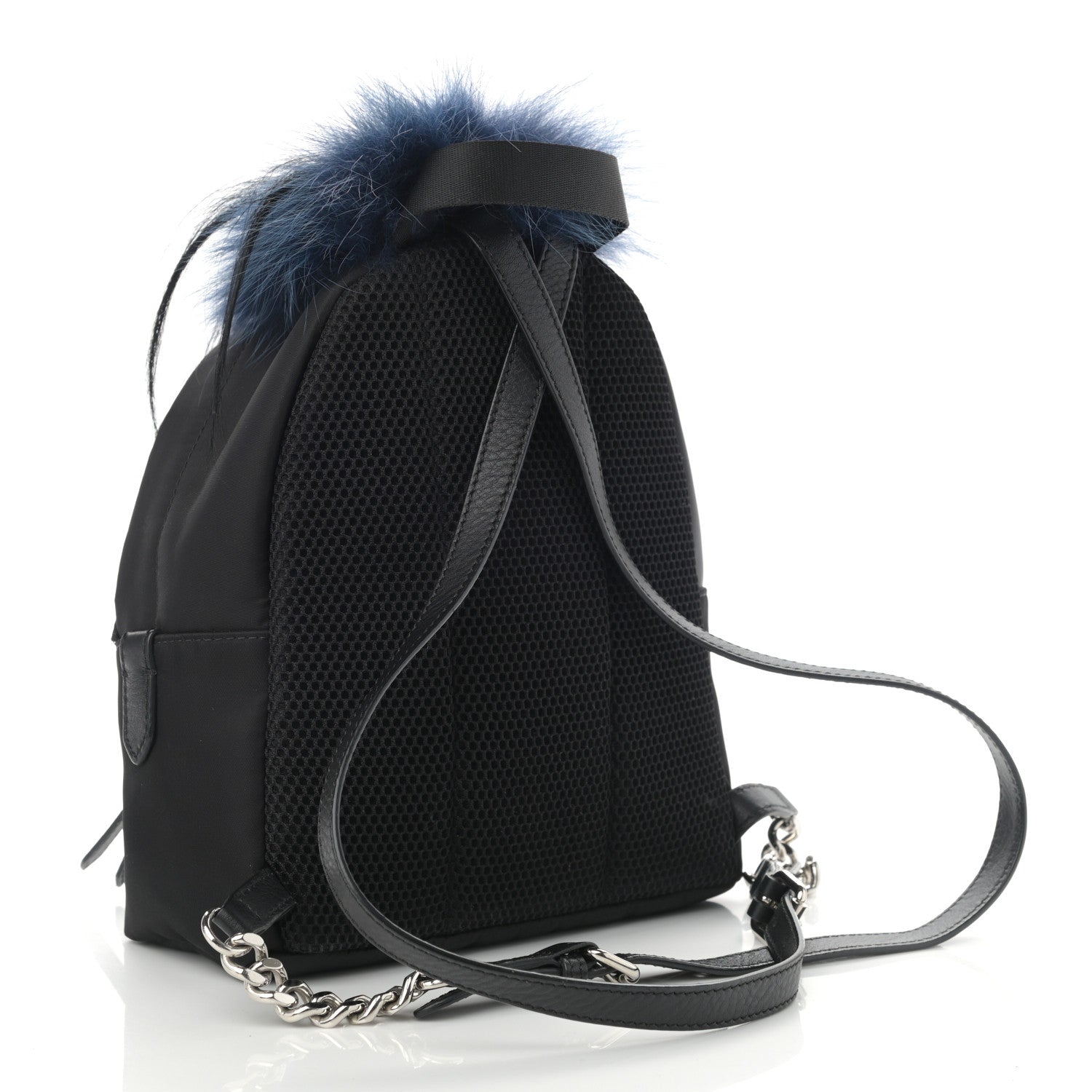 Fendi Nylon Vitello Fox Goat Fur Monster Eyes Mini Backpack Black Multicolor Sky 3 of 10