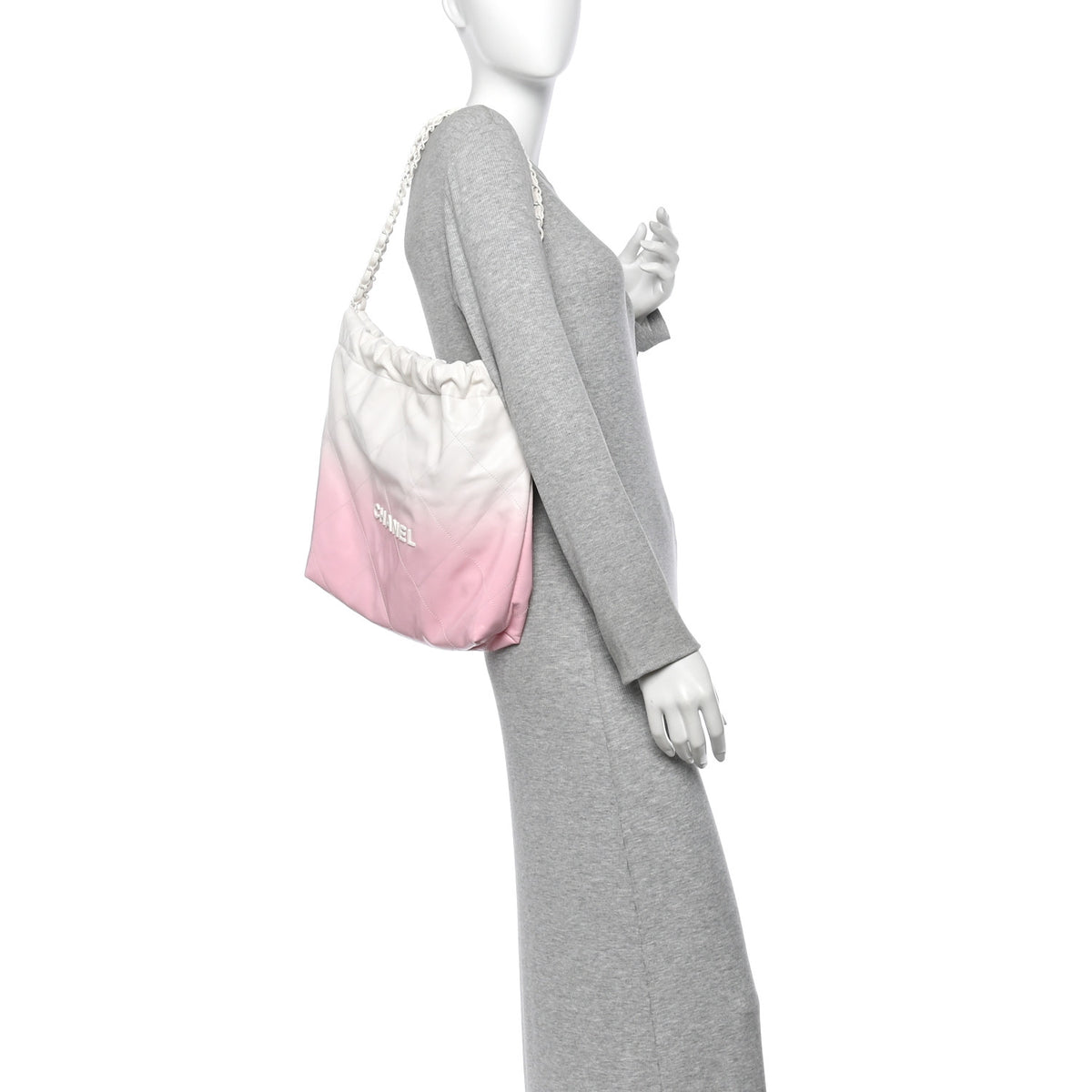 Chanel Patent Gradient Calfskin Quilted Small Chanel 22 White Light Pink 2 of 11