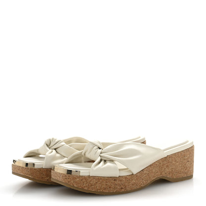 Jimmy Choo Nappa Avenue Wedge Sandals 39.5 Latte 4 of 9