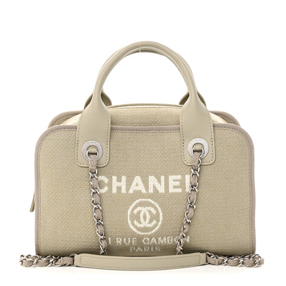 Chanel Canvas Deauville Bowling Bag Beige 1 of 14