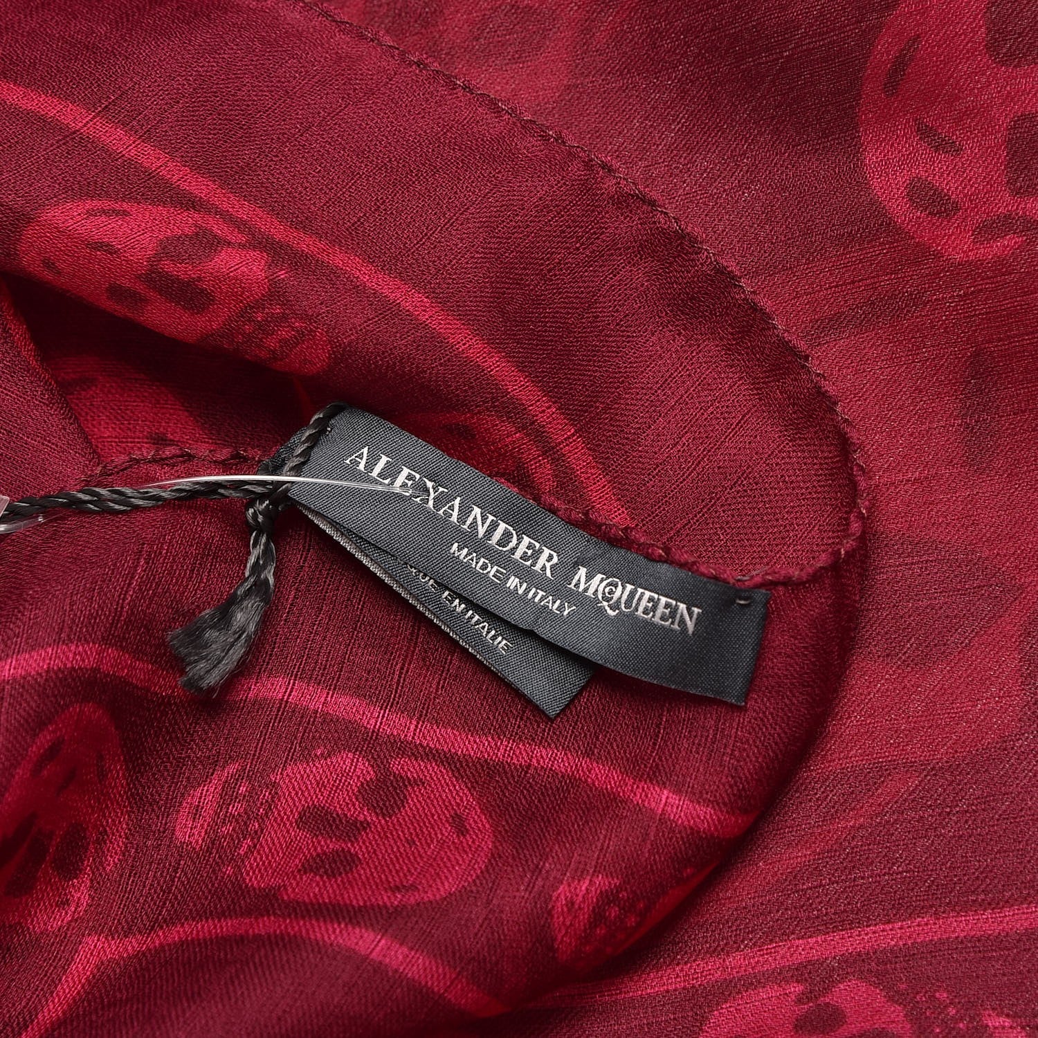 Alexander McQueen Silk Chiffon Skull Scarf Red Pink 5 of 6