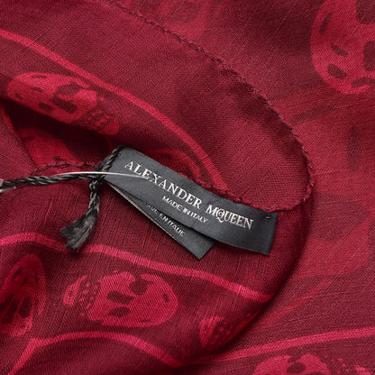Alexander McQueen Silk Chiffon Skull Scarf Red Pink 5 of 6