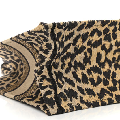 Christian Dior Canvas Mizza Embroidered Medium Leopard Book Tote Beige 9 of 12