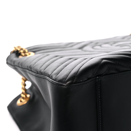 Gucci Calfskin Matelasse Medium GG Marmont Shoulder Tote Bag Black 12 of 16