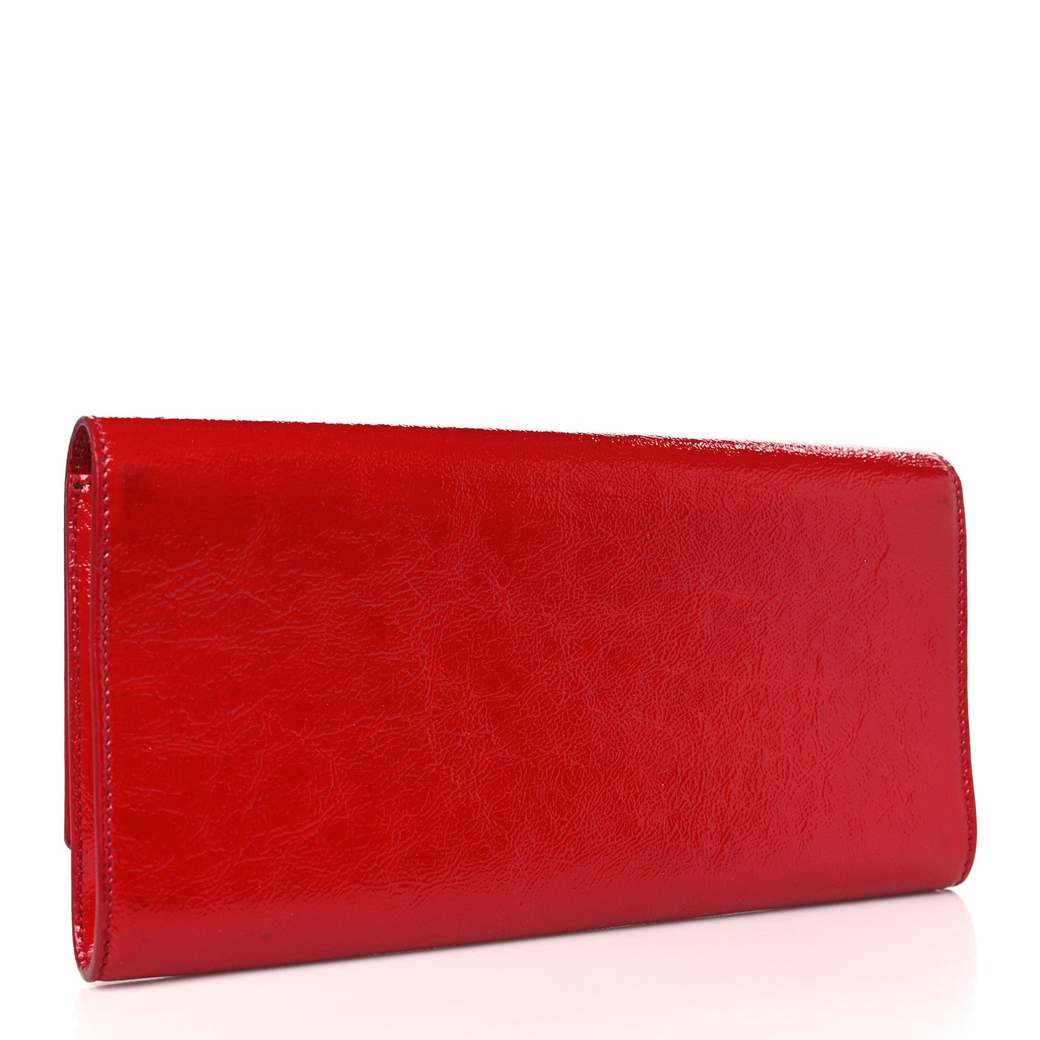 Saint Laurent Textured Patent Monogram Large Belle De Jour Clutch Red 3 of 10
