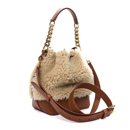 Saint Laurent Shearling Calfskin Small Emmanuelle Bucket Bag Natural Beige Brick 3 of 8