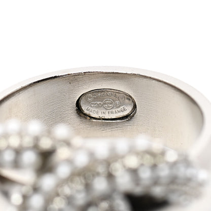 Chanel Crystal Pearl CC Ring 7 Silver 4 of 4
