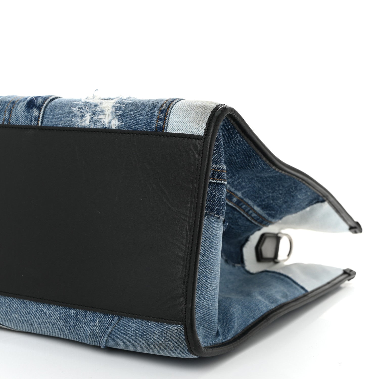 Dolce & Gabbana DOLCE GABBANA Large Denim Patchwork Shopping Tote Blue Black 9 of 10