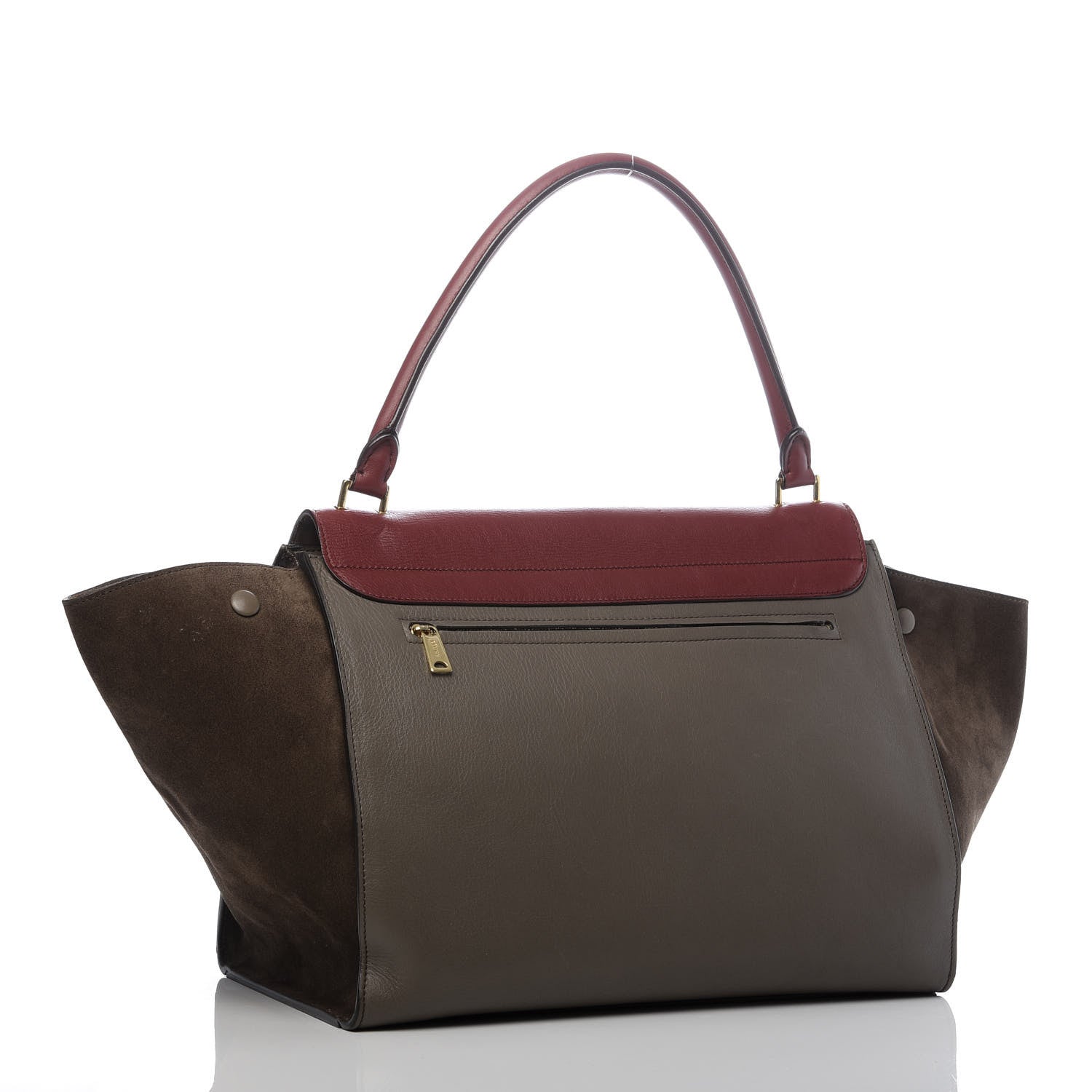 Celine Calfskin Suede Large Tri-Color Trapeze Granite 3 of 13