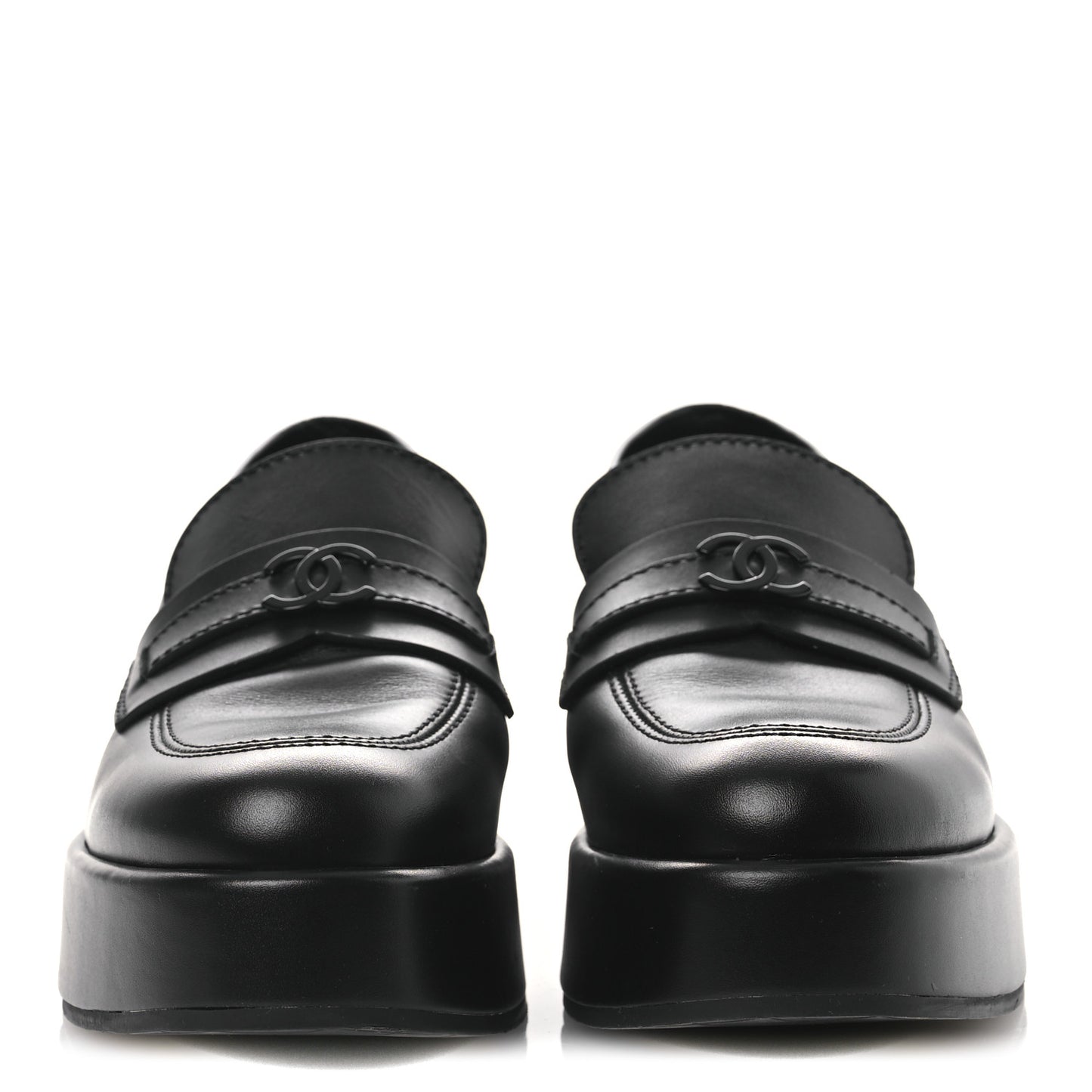 Calfskin CC Platform Loafers 38 Black