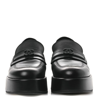 Chanel Calfskin CC Platform Loafers 38 Black 3 of 12