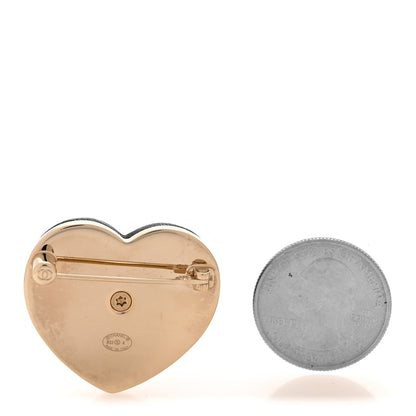 Chanel Lambskin CC Heart Brooch Gold Black 2 of 6