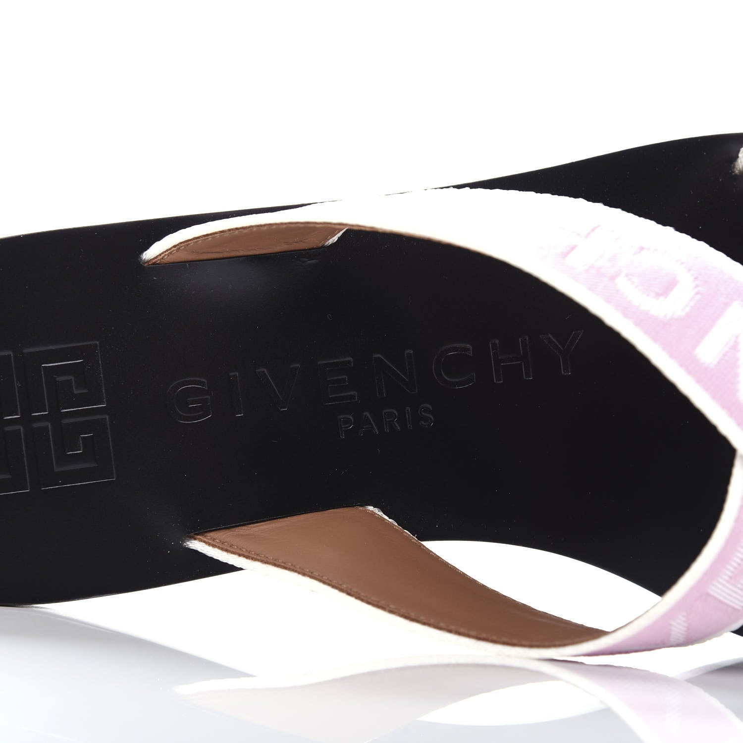 Givenchy Grosgrain Cross Logo Ankle Strap Sandals 37.5 Pink White 8 of 11