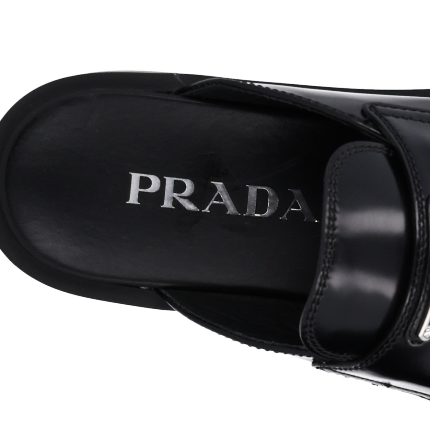 Prada Spazzolato Triangle 40mm Loafer Mules 35 Black 10 of 10