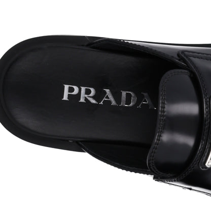 Prada Spazzolato Triangle 40mm Loafer Mules 35 Black 10 of 10