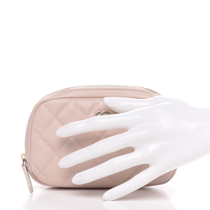 Chanel Caviar Quilted Small Curvy Pouch Cosmetic Case Light Pink 2 of 9