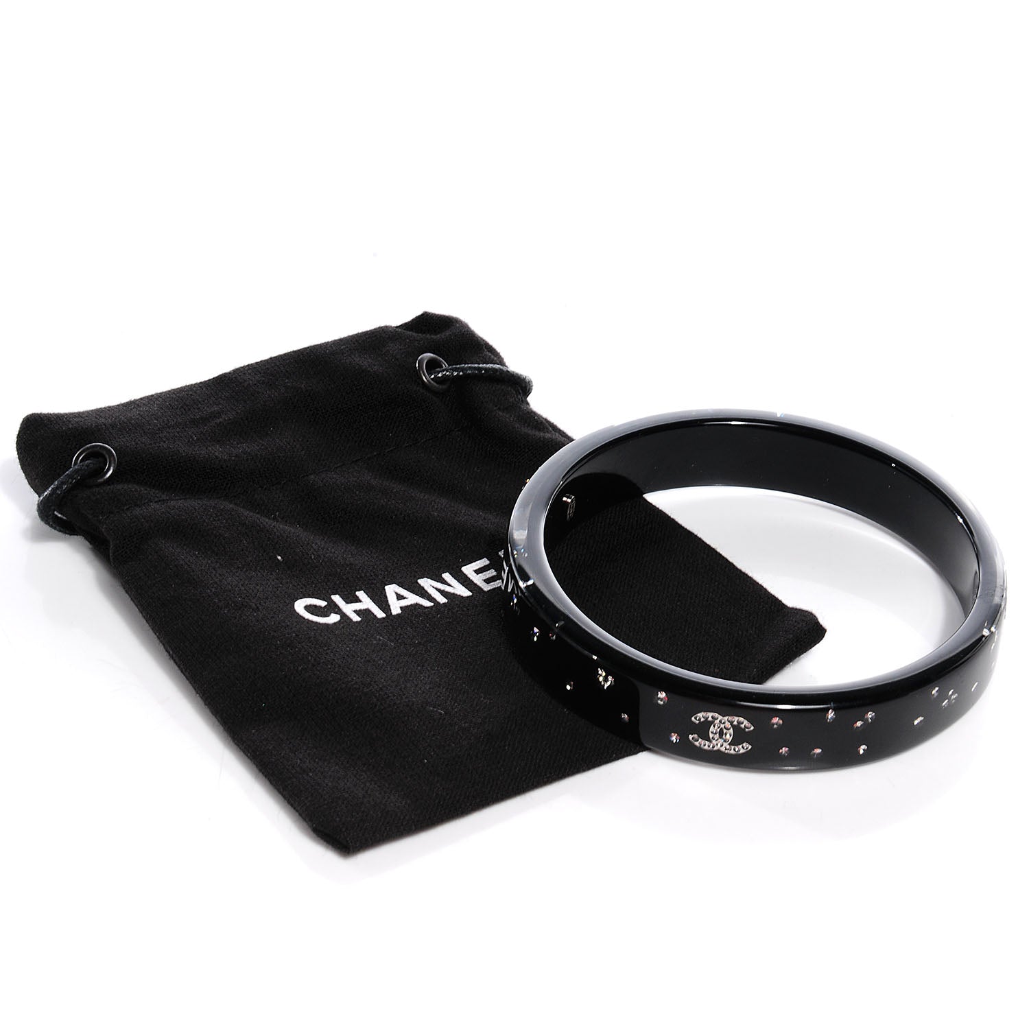 Chanel Resin Crystal CC Bangle Black 5 of 5