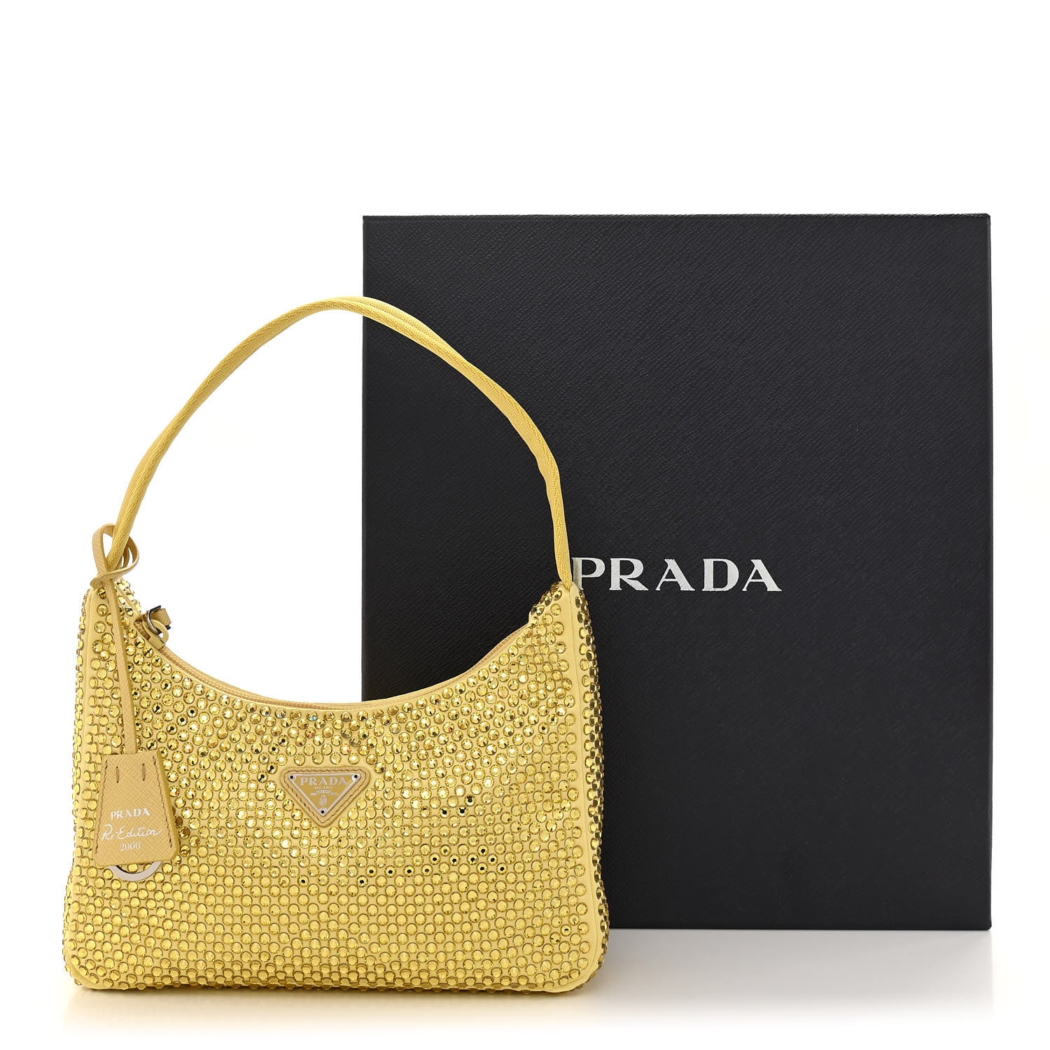 Prada Satin Crystal Mini Re-Edition 2000 Bag Ananas 12 of 12
