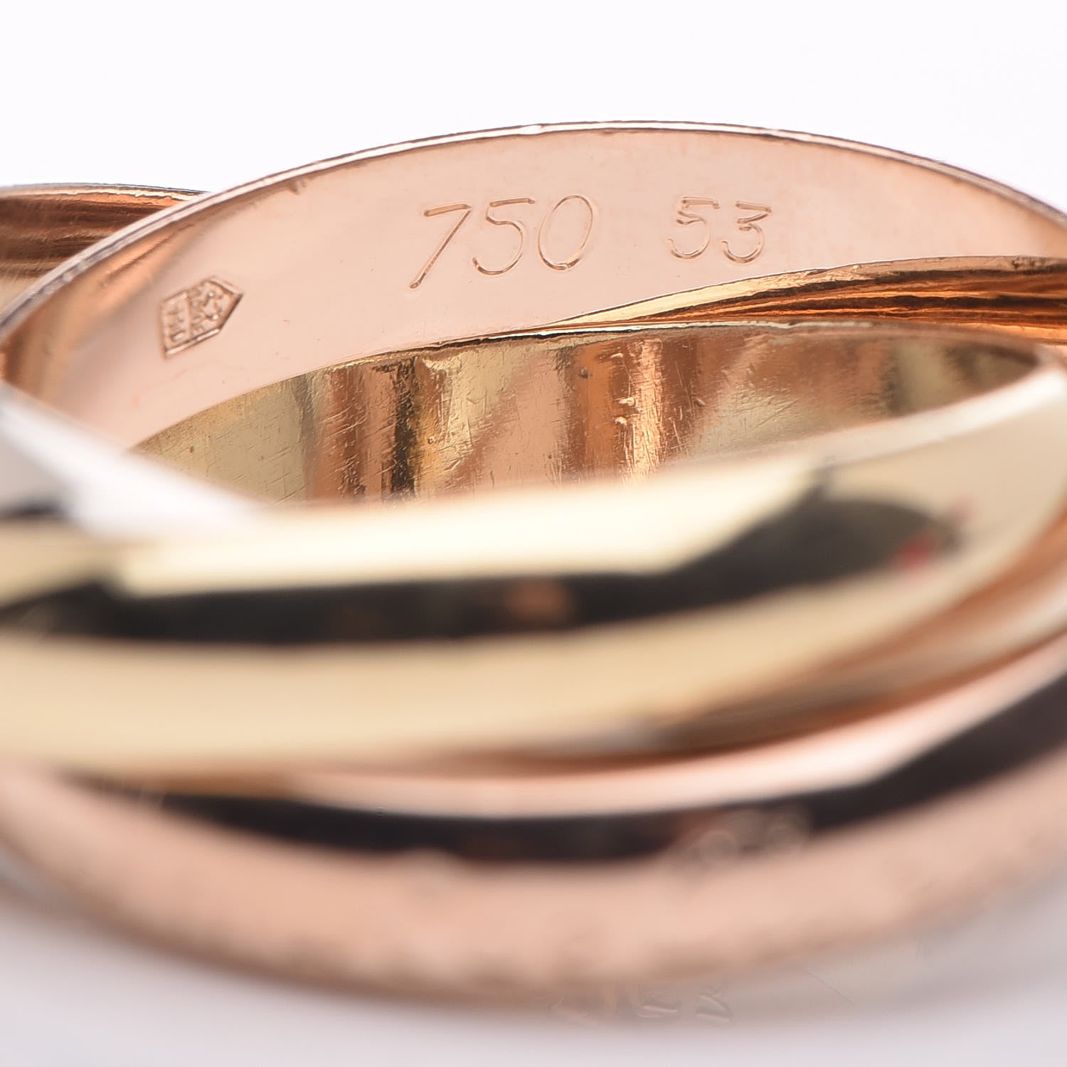 Cartier 18K Pink Yellow White Gold Classic Les Must De Trinity Ring 53 6.25 4 of 4