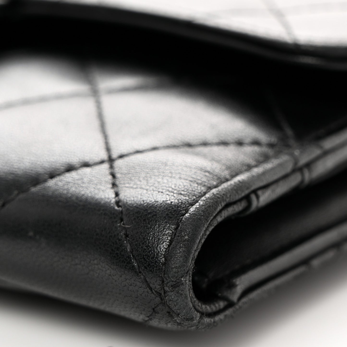 Lambskin Quilted Large Flap Wallet Black